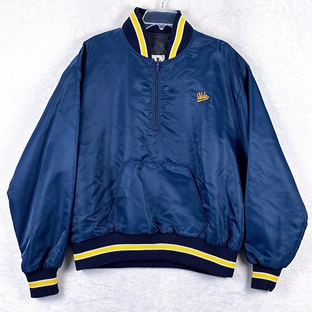 VTG UCLA Bruins Varsity Pullover Windbreaker Men L Satin Embroidered Anorak USA